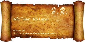 Háder Roland névjegykártya